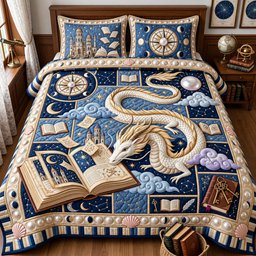 Celestial Dragon 3 Piece Quilted Bedding Set Gift For Fantasy Lovers