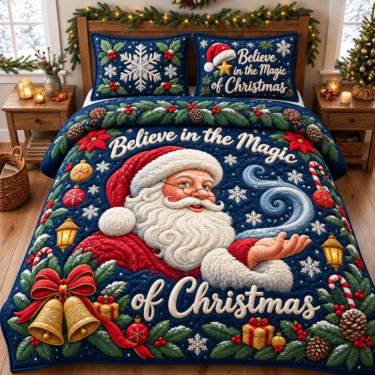Believe in Magic of 3 Piece Quilted Bedding Set Christmas Gift For Fantasy Lovers