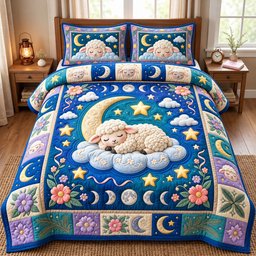 Farmhouse Sheep 3 Piece Quilted Bedding Set Gift For Farmhouse Decor Lovers