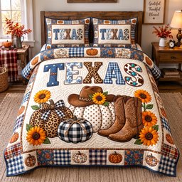 Texas Fall 3 Piece Quilted Bedding Set Gift For Western Lovers