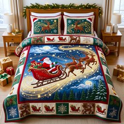 Spirit 3 Piece Quilted Bedding Set Christmas Gift For Holiday Decor Lovers