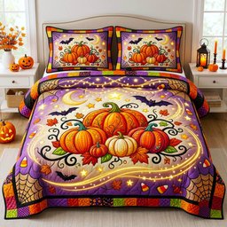 Haunted 3 Piece Quilted Bedding Set Halloween Gift For Gothic Decor Lovers