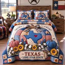 Texas Fall 3 Piece Quilted Bedding Set Gift For Western Lovers