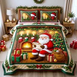 Spirit 3 Piece Quilted Bedding Set Christmas Gift For Holiday Decor Lovers
