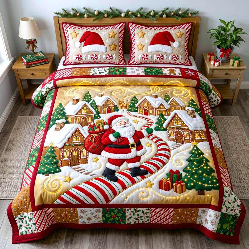 Spirit 3 Piece Quilted Bedding Set Christmas Gift For Holiday Decor Lovers