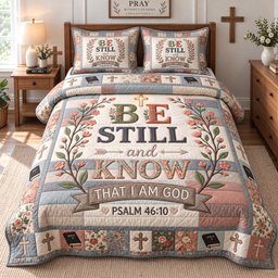 Floral Be Still 3 Piece Quilted Bedding Set Gift For Flower Lovers