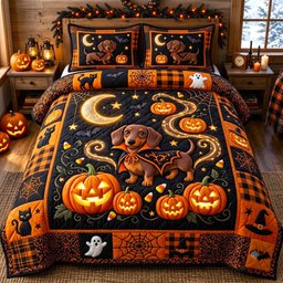 Dachshund Lover Dog 3 Piece Quilted Bedding Set Gift For Dog Lovers