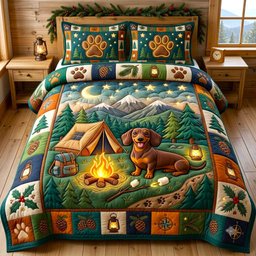Dachshund Lover Dog 3 Piece Quilted Bedding Set Gift For Dog Lovers