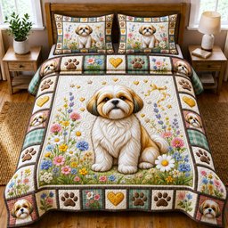 Dog Lover 3 Piece Quilted Bedding Set Gift For Dog Lovers