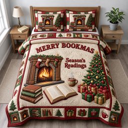Book Lover 3 Piece Quilted Bedding Set Christmas Gift For Book Lovers