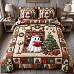 Book Lover 3 Piece Quilted Bedding Set Christmas Gift For Book Lovers