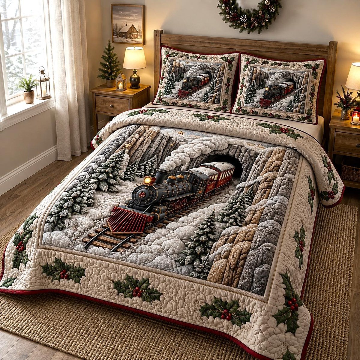 Express 3 Piece Quilted Bedding Set Christmas Gift For Holiday Decor Lovers