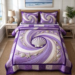 Coastal Whisper Beach 3 Piece Quilted Bedding Set Gift For Beach Lovers