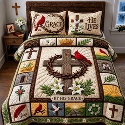 By His Grace Hummingbird 3 Piece Quilted Bedding Set Gift For Bird Lovers