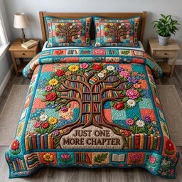 Book Lover 3 Piece Quilted Bedding Set Gift For Book Lovers