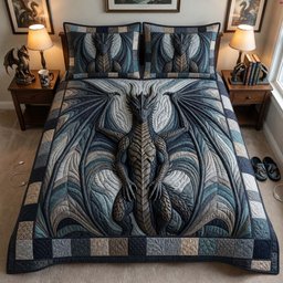 Wing of Dominion Dragon 3 Piece Quilted Bedding Set Gift For Gothic Decor Lovers