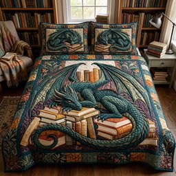 Wing of Dominion Dragon 3 Piece Quilted Bedding Set Gift For Gothic Decor Lovers