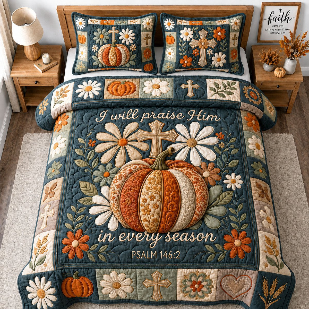 I Will Praise Him 3 Piece Quilted Bedding Set Gift For Bird Lovers