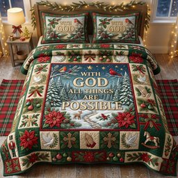 Floral Bible 3 Piece Quilted Bedding Set Christmas Gift For Christians