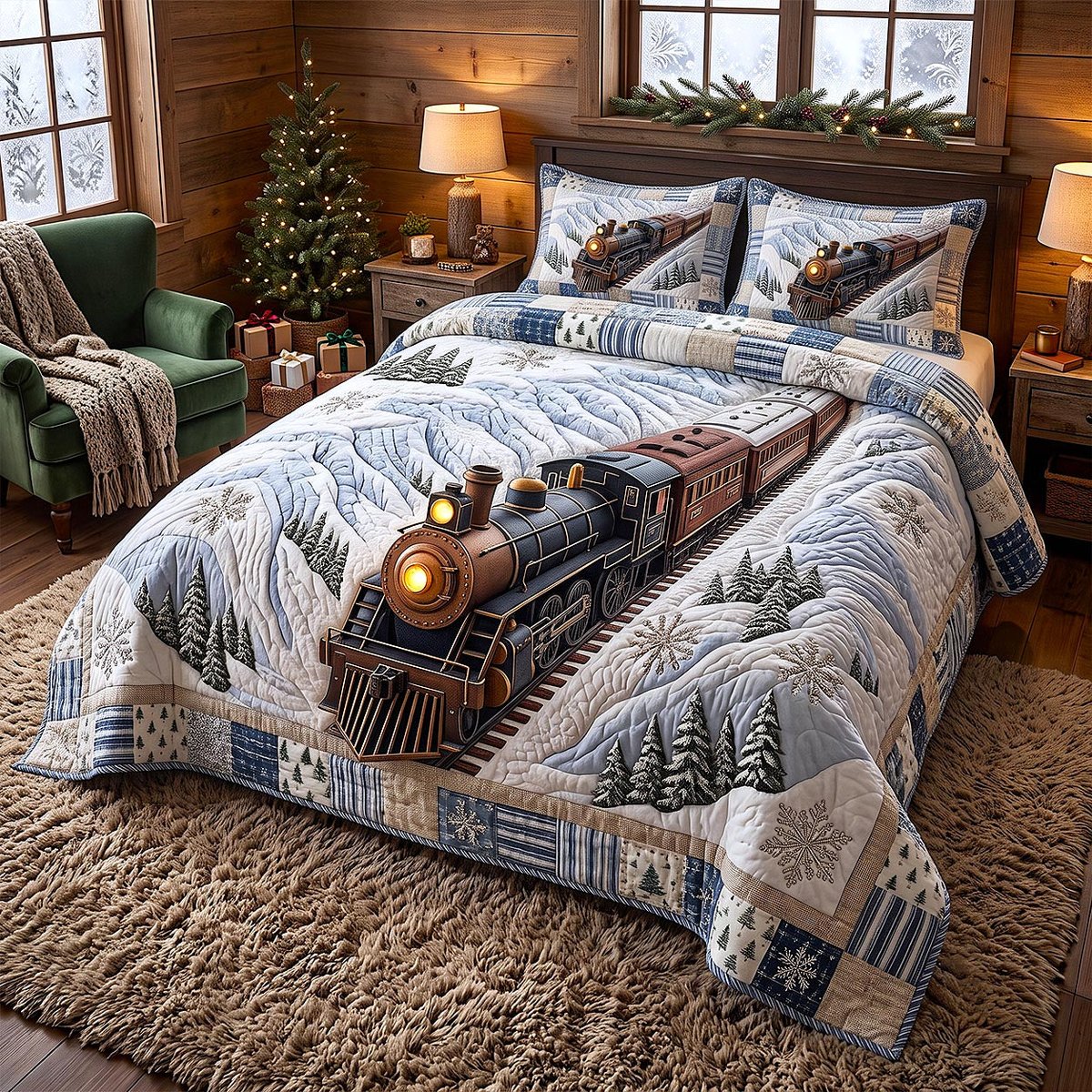 Express 3 Piece Quilted Bedding Set Christmas Gift For Holiday Decor Lovers