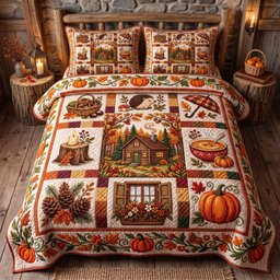 Autumn Homestead 3 Piece Quilted Bedding Set Gift For Farmhouse Decor Lovers