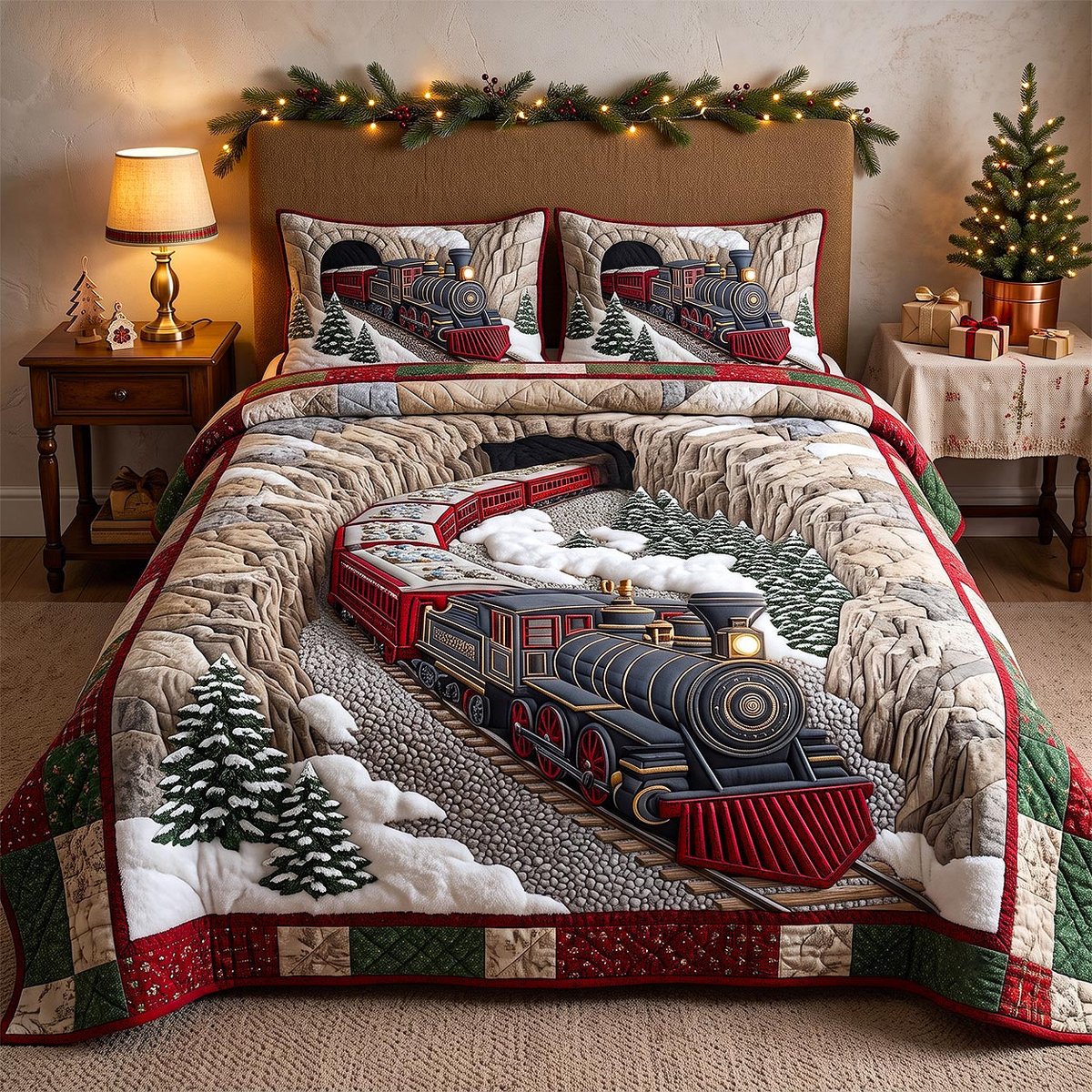 Express 3 Piece Quilted Bedding Set Christmas Gift For Holiday Decor Lovers