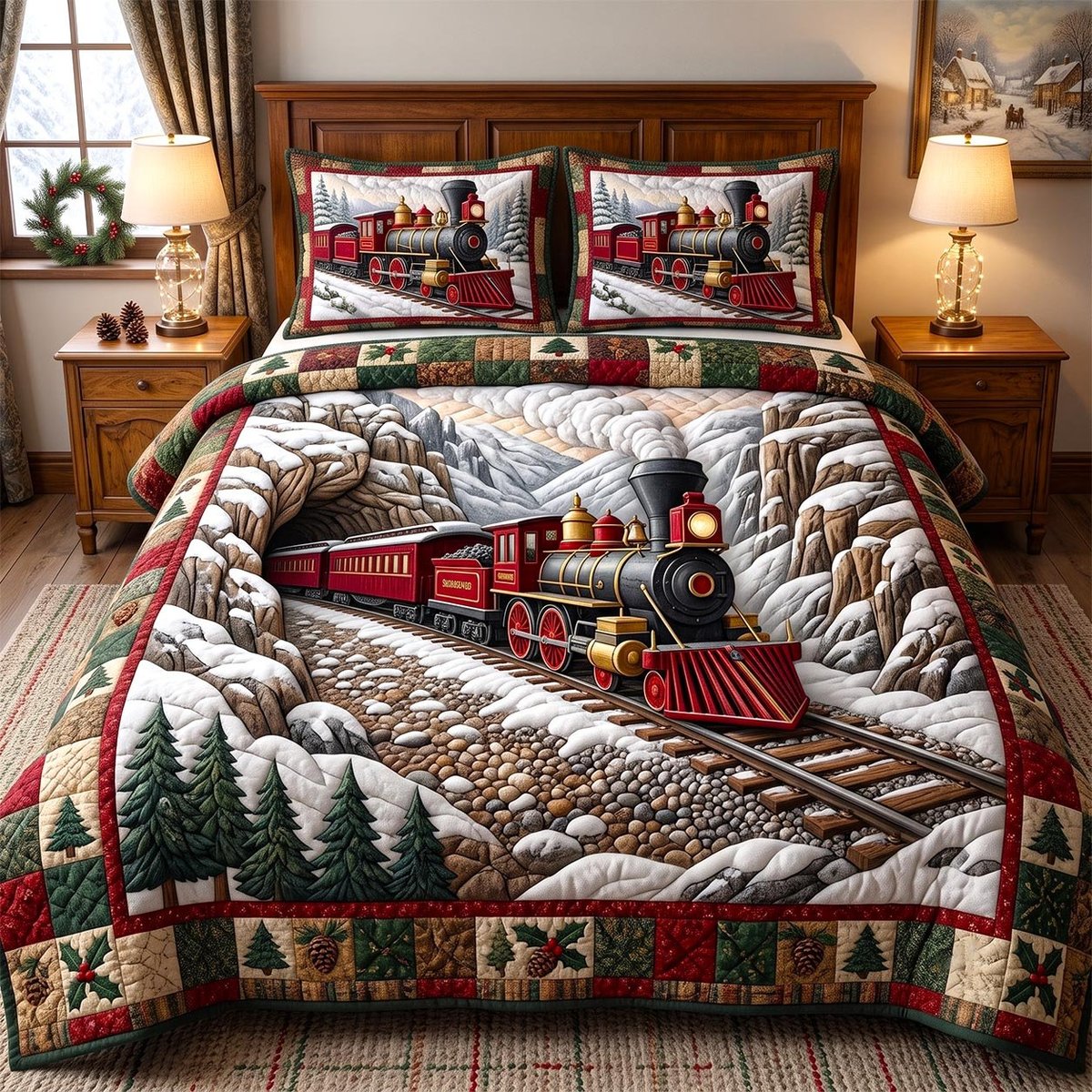 Express 3 Piece Quilted Bedding Set Christmas Gift For Holiday Decor Lovers