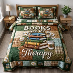 Book Lover 3 Piece Quilted Bedding Set Gift For Book Lovers