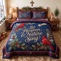 Cardinal Faith 3 Piece Quilted Bedding Set Gift For Bird Lovers