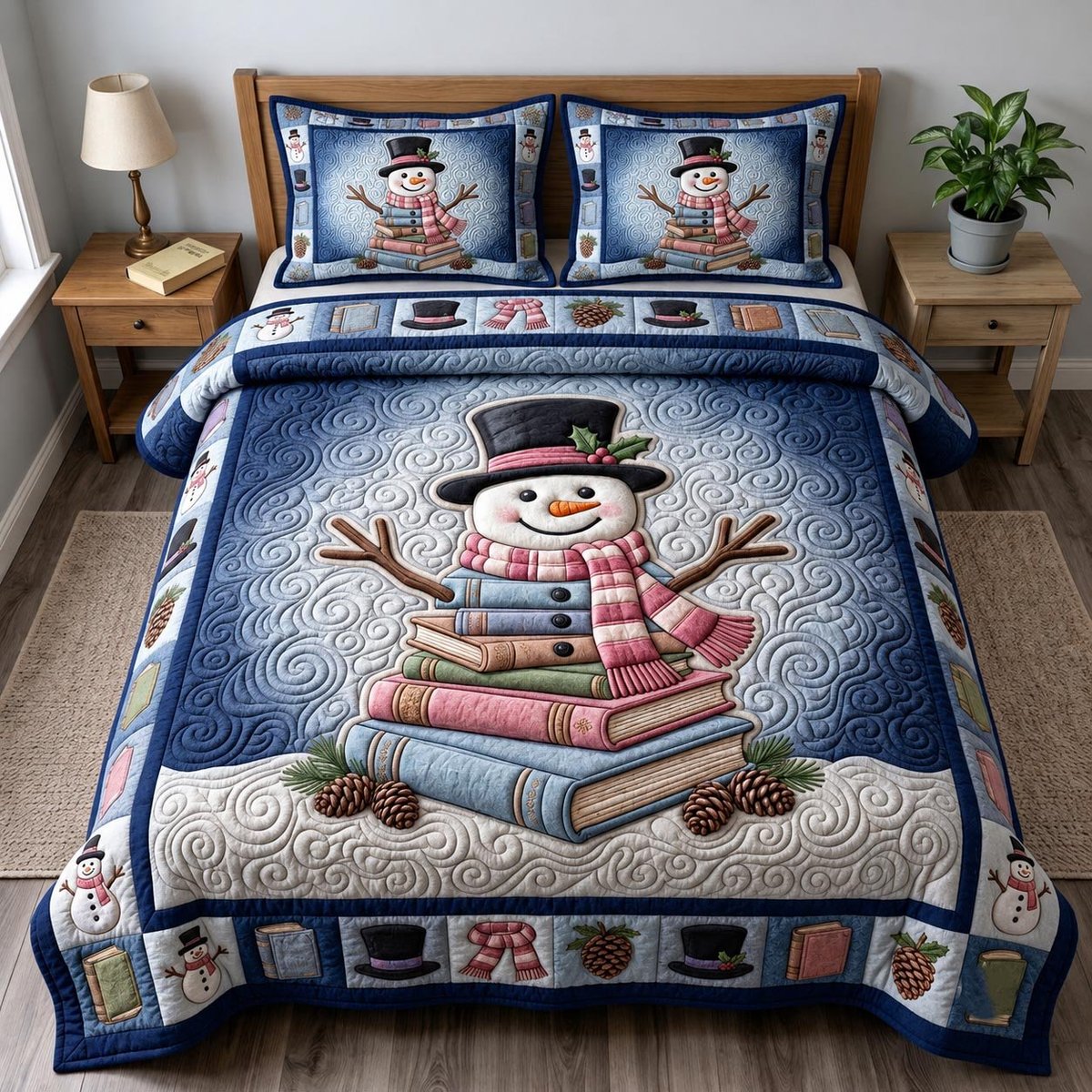 Book Lover 3 Piece Quilted Bedding Set Christmas Gift For Book Lovers