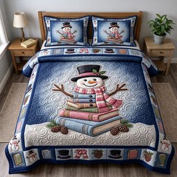 Book Lover 3 Piece Quilted Bedding Set Christmas Gift For Book Lovers