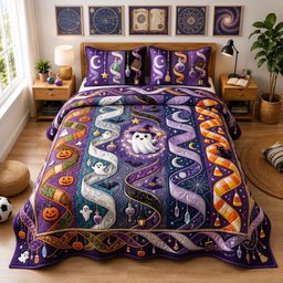 Spirit Path 3 Piece Quilted Bedding Set Gift For Gothic Decor Lovers
