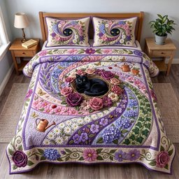 Raven Bloom 3 Piece Quilted Bedding Set Gift For Gothic Decor Lovers