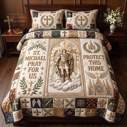Pray for US Christian 3 Piece Quilted Bedding Set Gift For Christians