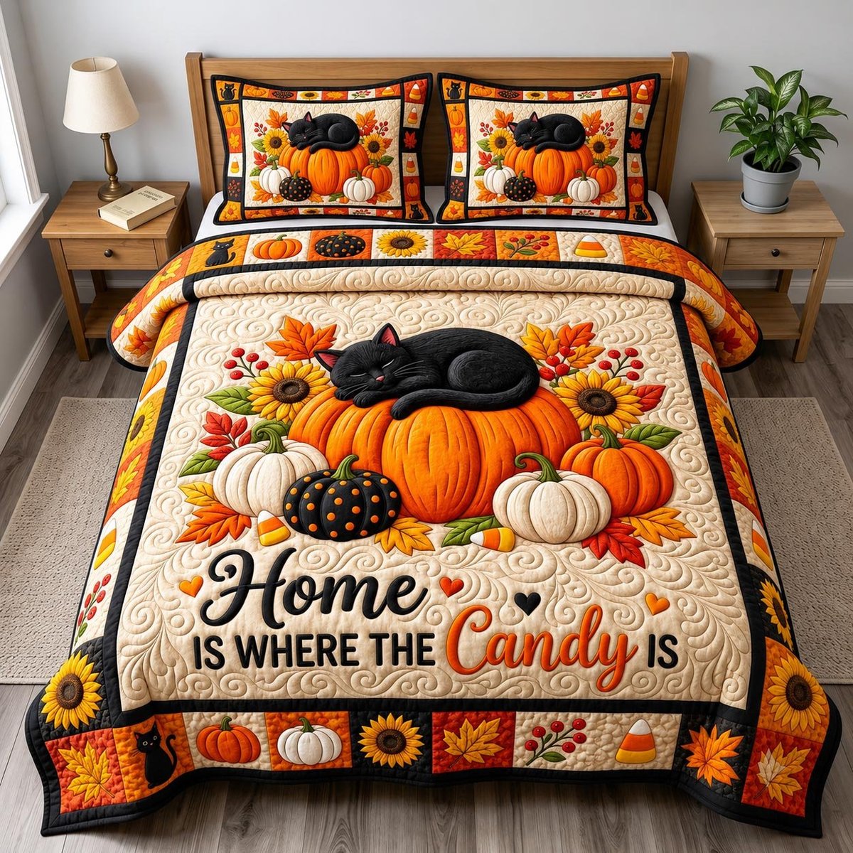 Haunted 3 Piece Quilted Bedding Set Halloween Gift For Gothic Decor Lovers
