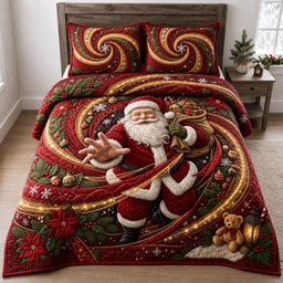 Wind Vortex 3 Piece Quilted Bedding Set Christmas Gift For Holiday Decor Lovers