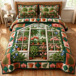 Flower Garden 3 Piece Quilted Bedding Set Gift For Flower Lovers