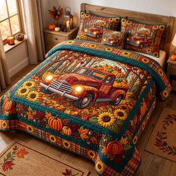 Autumn Homestead 3 Piece Quilted Bedding Set Gift For Farmhouse Decor Lovers