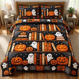 Dark Academia 3 Piece Quilted Bedding Set Gift For Book Lovers