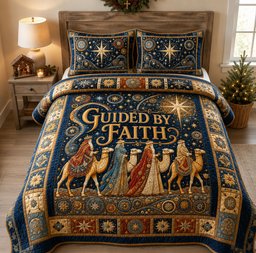 Guided by Faith Wise Men 3 Piece Quilted Bedding Set Gift For Christians