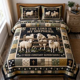 My Shepherd Christian 3 Piece Quilted Bedding Set Gift For Christians