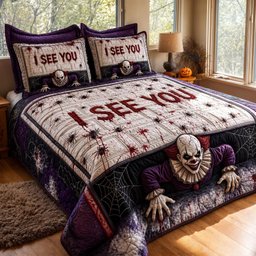 I See You 3 Piece Quilted Bedding Set Gift For Gothic Decor Lovers