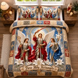 Triumph of the Three Holy Archangels 3 Piece Quilted Bedding Set Gift For Christians