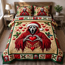 Merry Gothmas 3 Piece Quilted Bedding Set Gift For Gothic Decor Lovers
