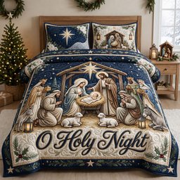 Oh Holy Night 3 Piece Quilted Bedding Set Gift For Christians