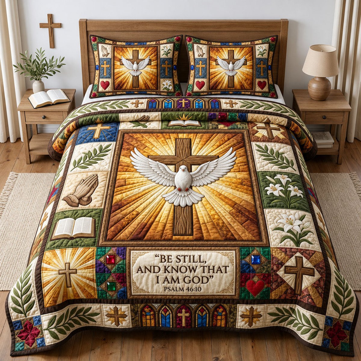 Be Still Hummingbird 3 Piece Quilted Bedding Set Gift For Bird Lovers