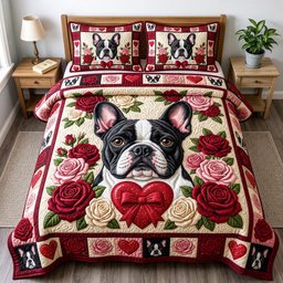 French Bulldog 3 Piece Quilted Bedding Set Gift For Dog Lovers