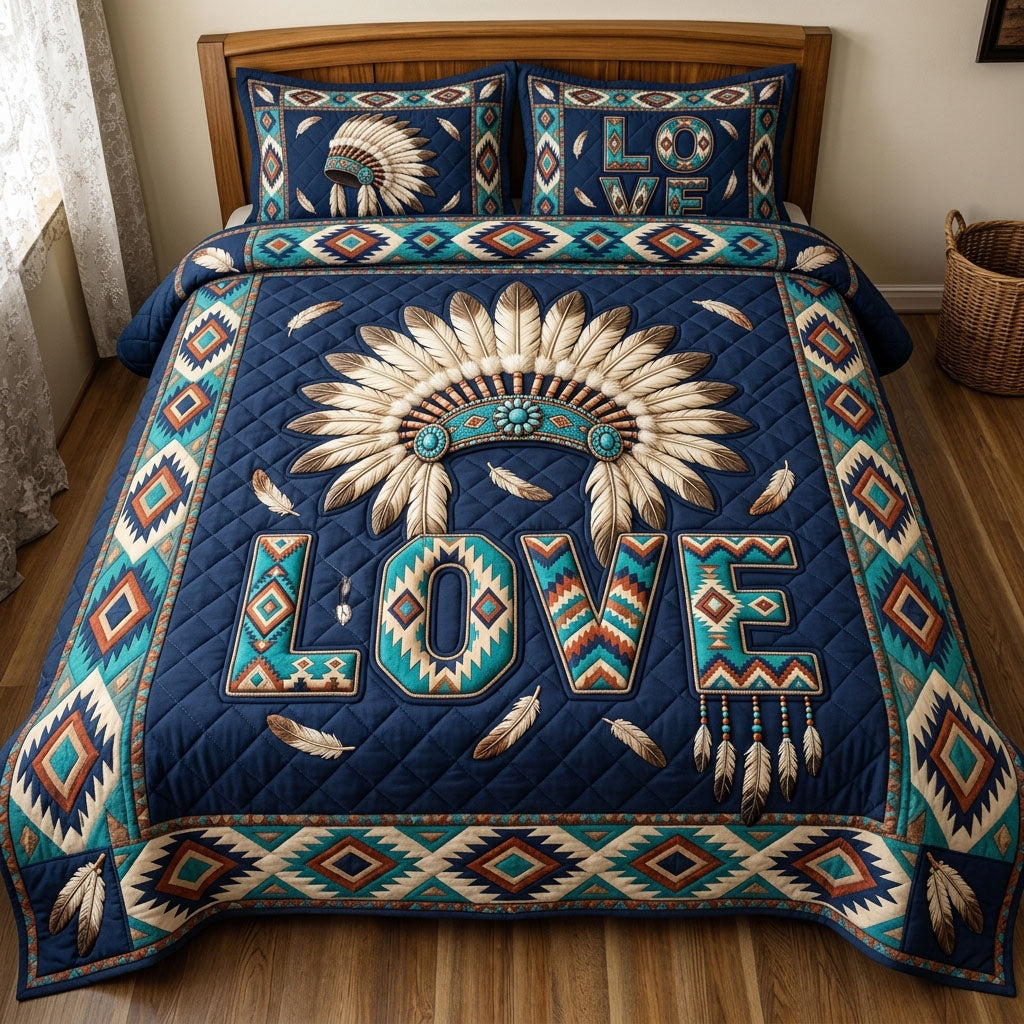 Native Legacy 3 Piece Quilted Bedding Set Gift For African American Heritage Lovers