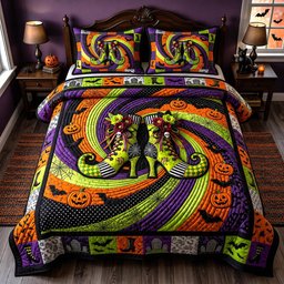 Wicked Magical Boots 3 Piece Quilted Bedding Set Gift For Gothic Decor Lovers