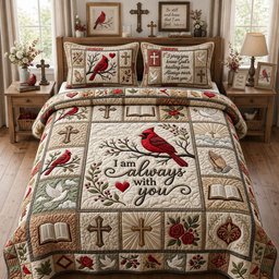 I Am Always with You 3 Piece Quilted Bedding Set Gift For Bird Lovers